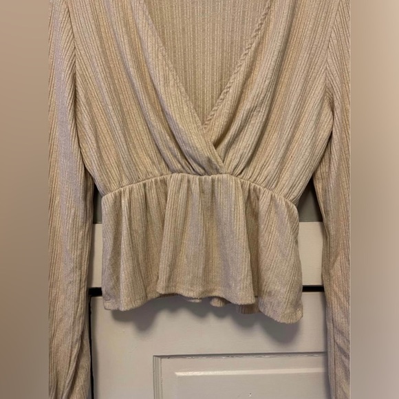 Ribbed Knit Surplice Top - Picture 2 of 10